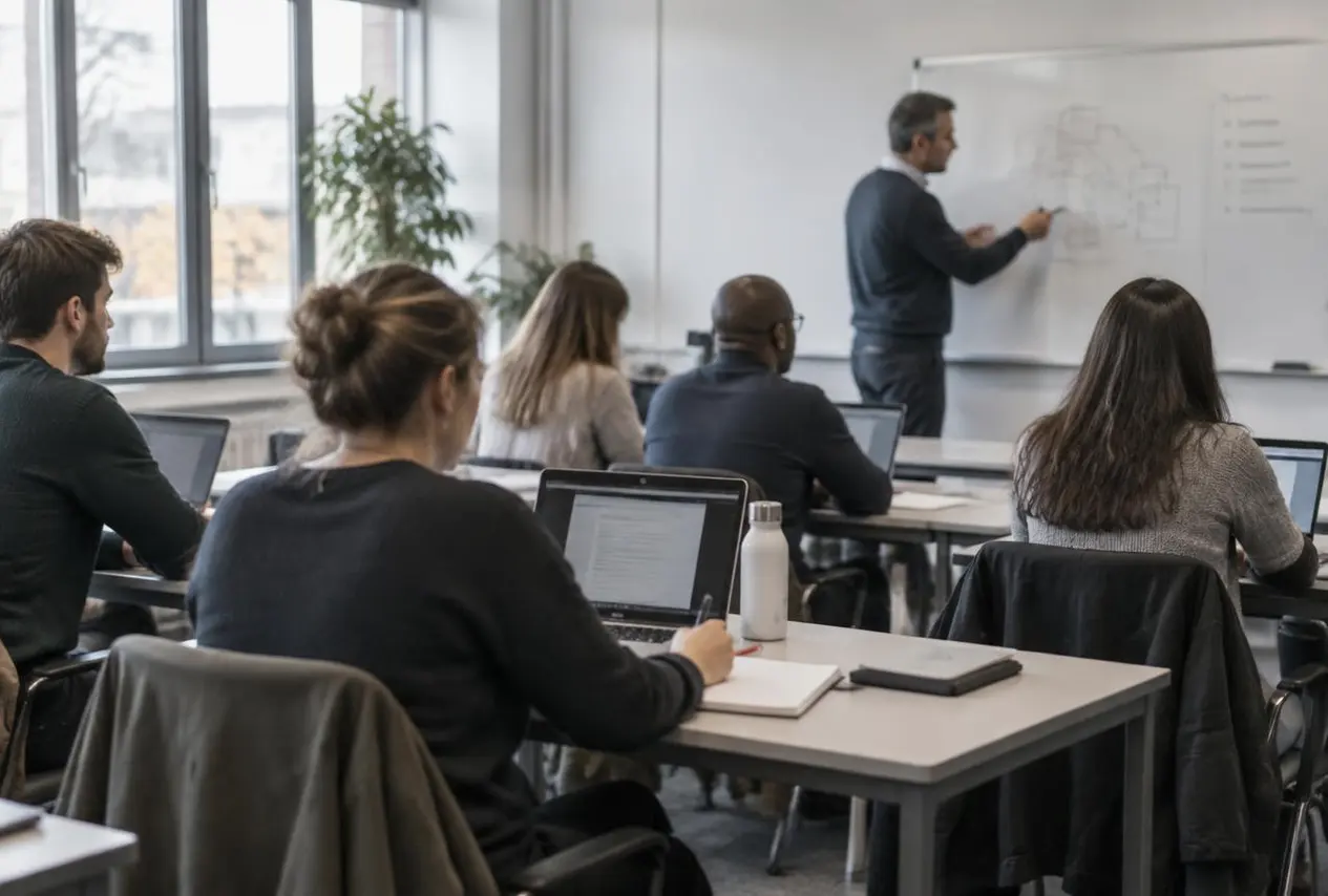 Alumnos adultos en el aula de un centro de formación profesional